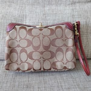 Pre-loved Coach Purple/Maroon Signature Canvas and Leather Turnlock Wris…